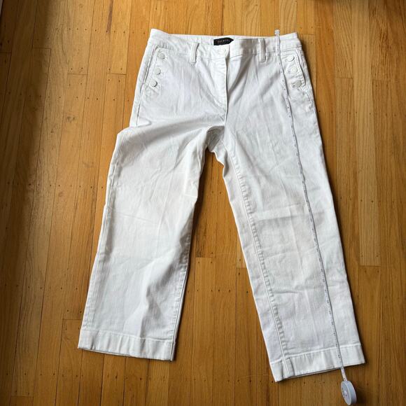 Talbots White Straight Leg Cropped Denim Pants Size 8 Casual Mature Coastal - Picture 6 of 8